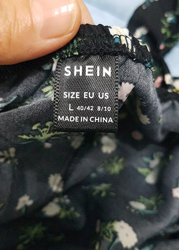 Midi Elbise, Fırfırlı, Siyah Çiçek Desenli - Görsel 6