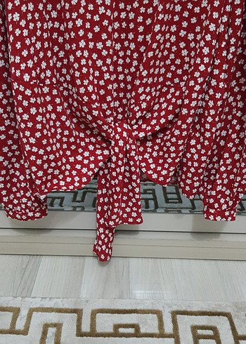 Kırmızı Düğmeli Uzun Kollu Kadın Bluz - Görsel 6