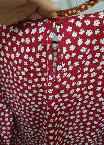 Kırmızı Düğmeli Uzun Kollu Kadın Bluz - Görsel 8