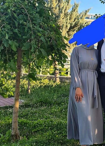 Gri Tesettür Elbise 