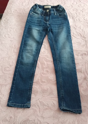 7 Yaş Beden mavi Renk Kemer Tokalı Kız Çocuk Denim Pantolon