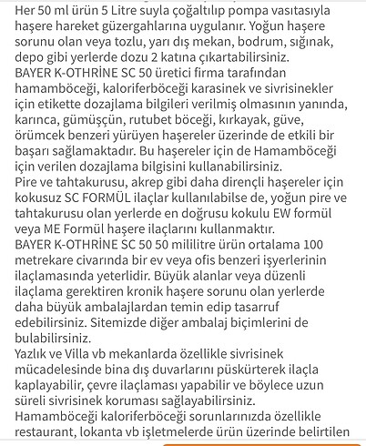 Diğer Bayer K-othrine sc 50 konsantre 5 litre