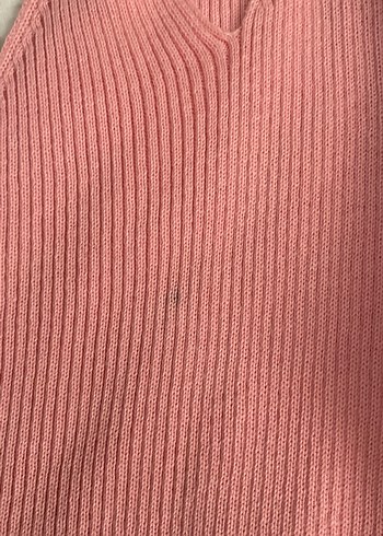 Pembe V Yaka Uzun Kollu Triko Elbise - Görsel 3