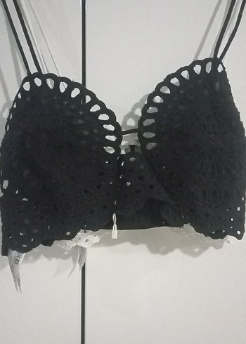 m Beden beyaz Renk Nakışlı Beyaz Mini Bralet
