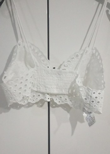 m Beden Nakışlı Beyaz Mini Bralet