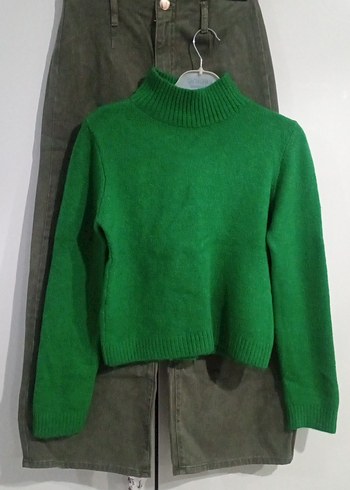 Zara Kadın Yeşil Kemerli Bol Paça Pantolon 2'li TAKIM