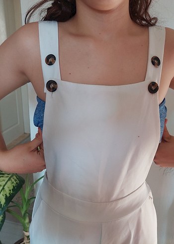 Beyaz Pamuklu Hamile Tulum - Görsel 3