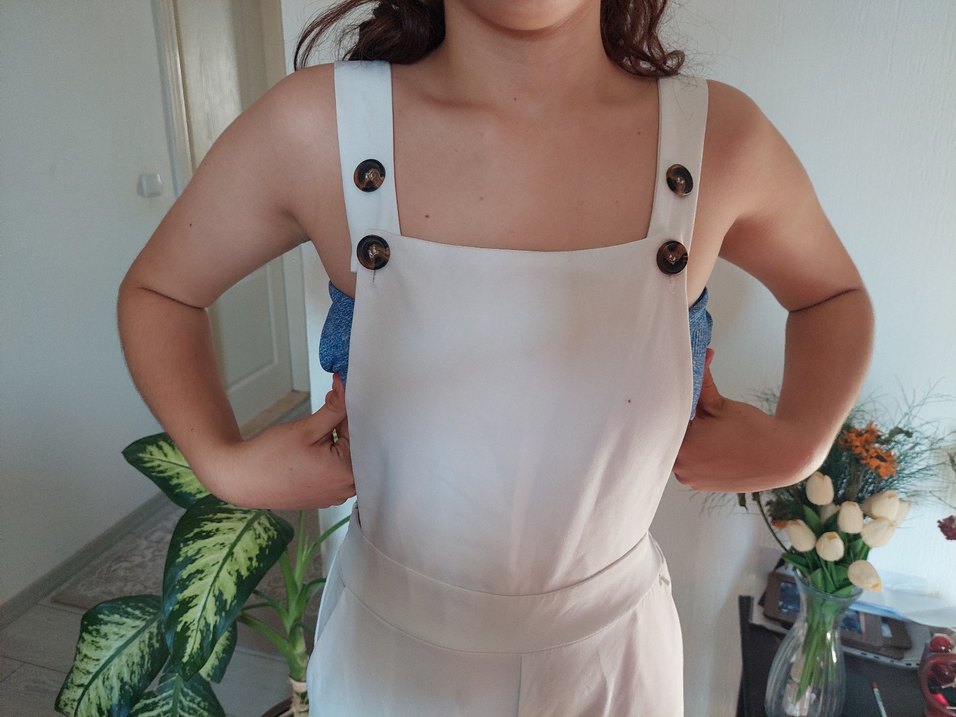 Beyaz Pamuklu Hamile Tulum - Görsel 3