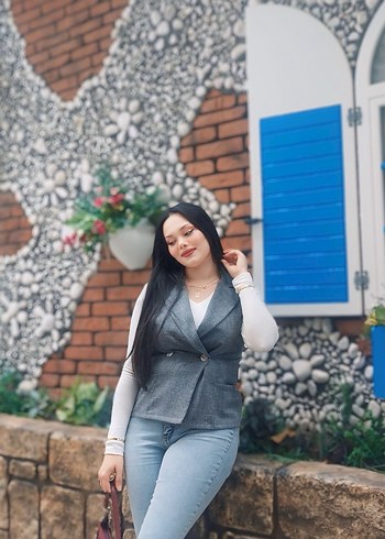 Gri Keten Mini Düğmeli Kadın Yelekli Takım