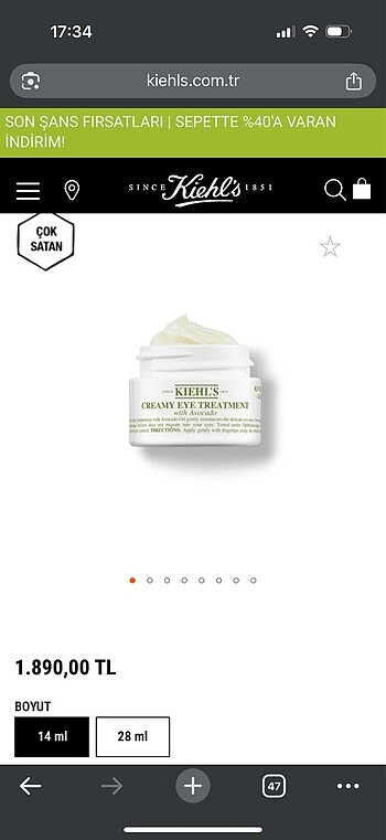 Kiehl?s avakadolu göz kremi