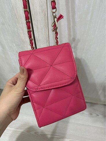 Zara Zincirli pembe suni deri çanta