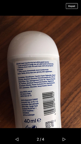 diğer Beden beyaz Renk Nivea deodorant