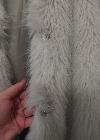 ekru regular kalıp kürk mont - Görsel 3