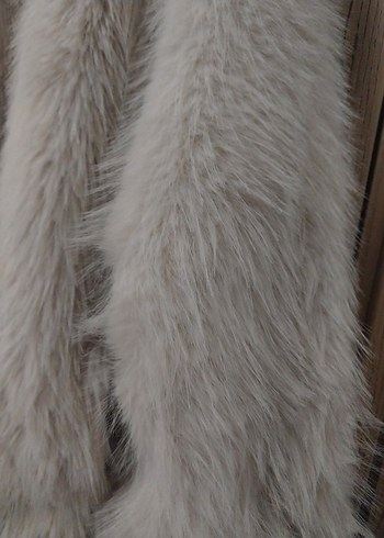 ekru regular kalıp kürk mont - Görsel 4