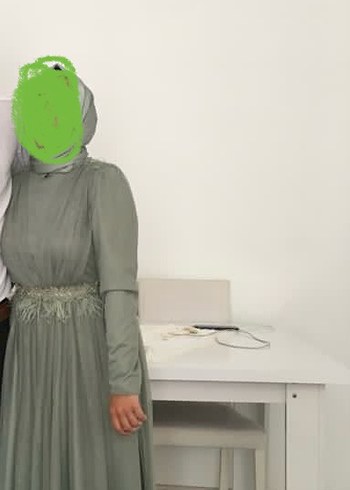 Diğer Su yeşili tesettür abiye