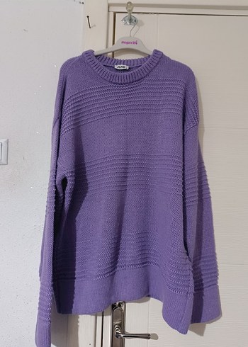 Mor Bisiklet Yaka Örgü Kadın Kazak - Görsel 2