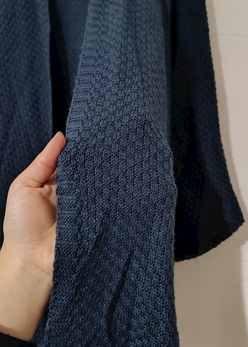 Kadın Gri Uzun Örgü Keten Hırka - Görsel 2