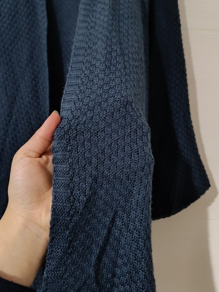 Kadın Gri Uzun Örgü Keten Hırka - Görsel 2