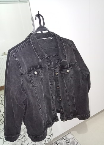 Antrasit Düğmeli Kadın Denim Ceket/ Mont
