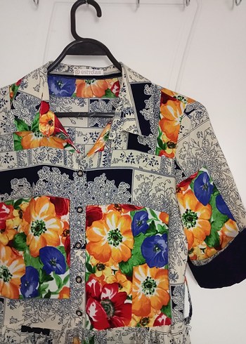 Çiçek Desenli Kısa Kollu Bohem Mini Elbise - Görsel 3