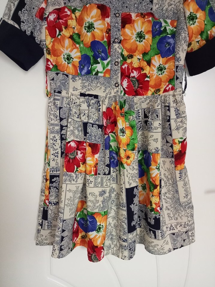 Çiçek Desenli Kısa Kollu Bohem Mini Elbise - Görsel 2