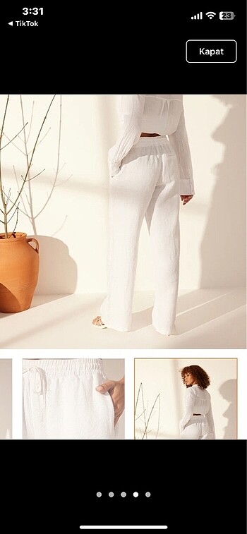 xs Beden beyaz Renk Trendyol keten pantolon