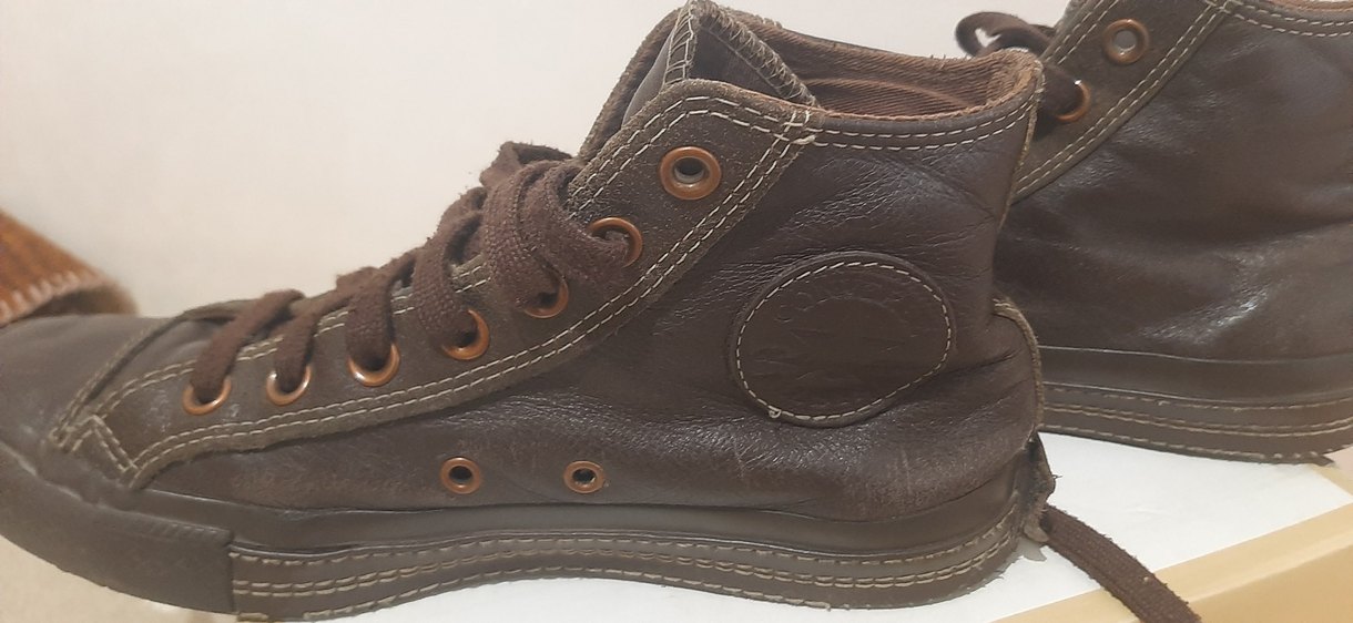 Deri Kahverengi Converse - Görsel 4