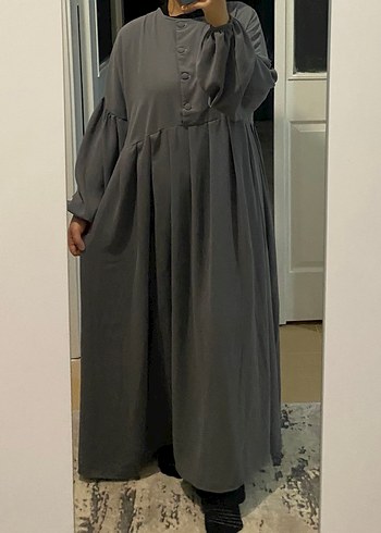 Gri Düğmeli Uzun elbise - Görsel 2