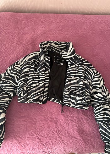 34 Beden gri Renk Genç Kız Zebra Desenli Mont