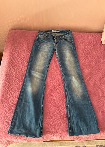 Kadın Mavi Bol Kesim Midi Vintage Kot Pantolon