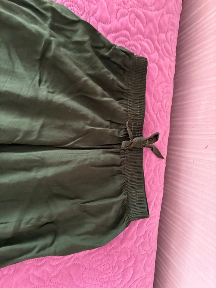 Kadın Haki Saten Salaş Midi Pantolon - Görsel 3