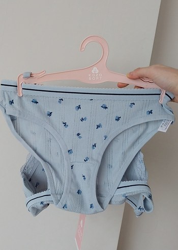 Mavi Midi Sütyen ve Külot Takımı çiçekli - Görsel 3