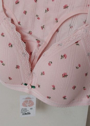 Pembe Bohem Sütyen Takımı güllü çiçekli - Görsel 2