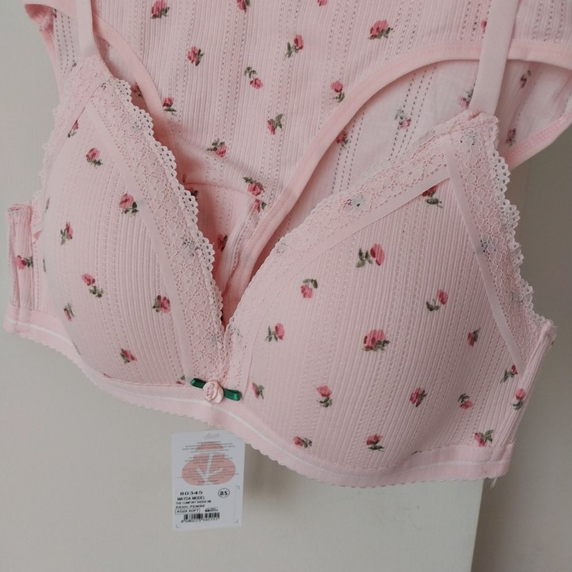 Pembe Bohem Sütyen Takımı güllü çiçekli - Görsel 2