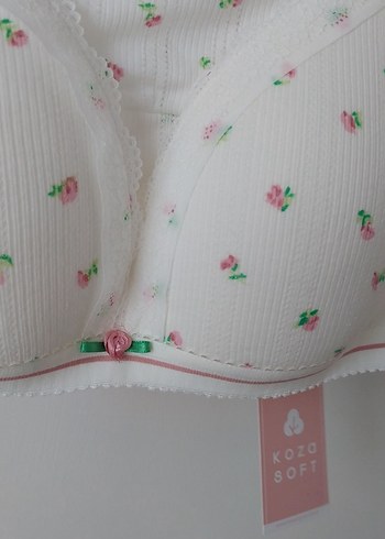 Beyaz güllü çiçekli dantelli Bohem Sütyen takım - Görsel 2