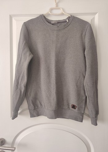 Erkek Gri Uzun Kollu Basic Sweatshirt