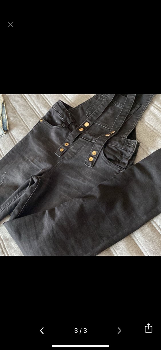 Kız çocuğu için Siyah Denim Askılı Tulum - Görsel 2