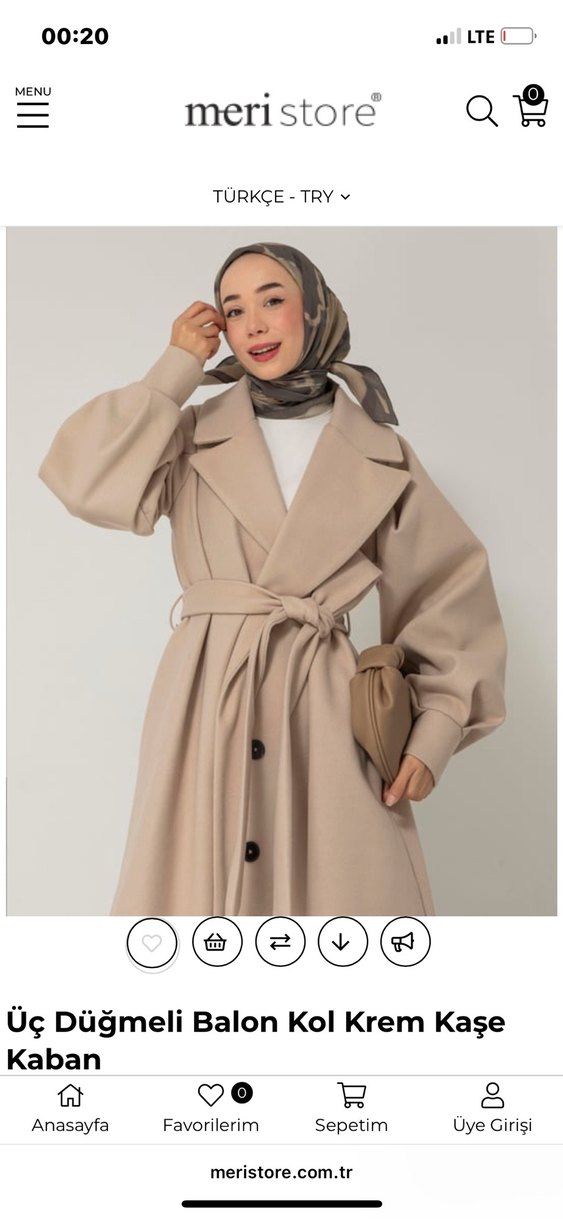 Bej Uzun Kadın Yün Kaban - Görsel 4