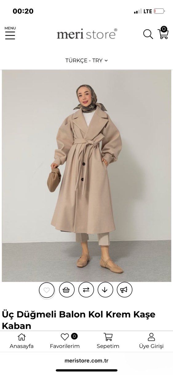 Bej Uzun Kadın Yün Kaban - Görsel 3