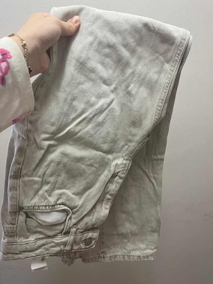 Bej Renkli Kadın Salaş Denim Pantolon - Görsel 2