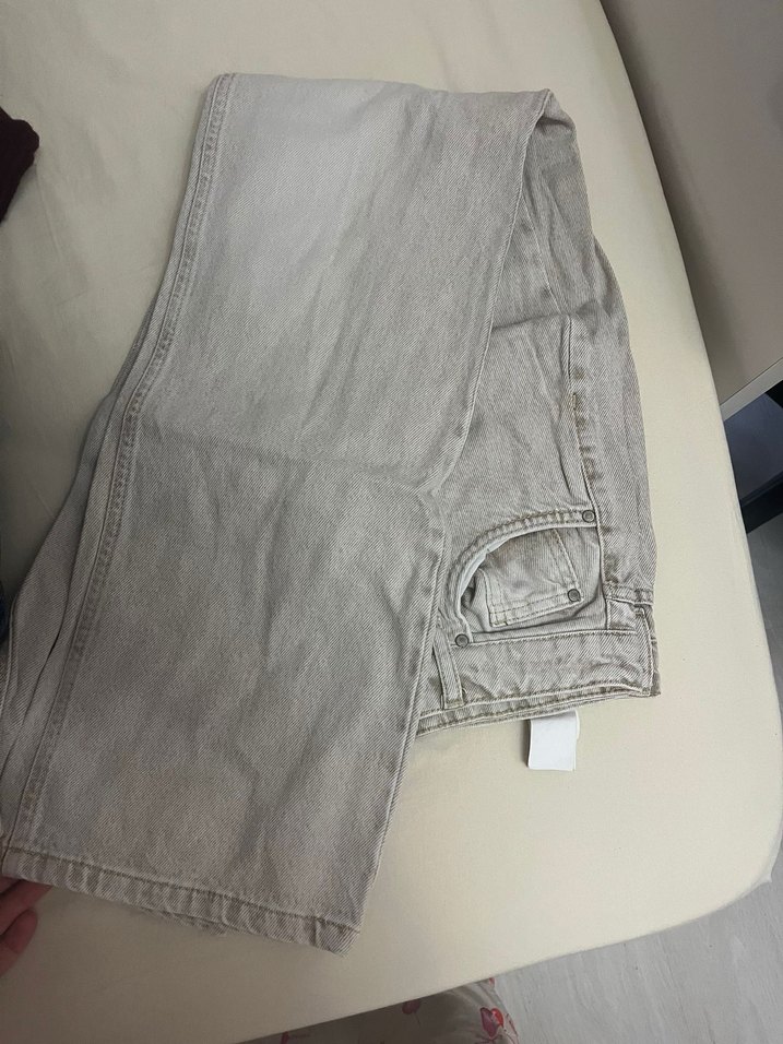 Bej Renkli Kadın Salaş Denim Pantolon - Görsel 3