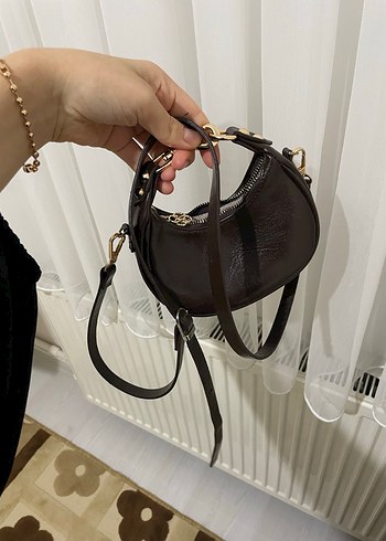 Rues Baby Model Mini Siyah Deri Omuz Çantası - Görsel 2