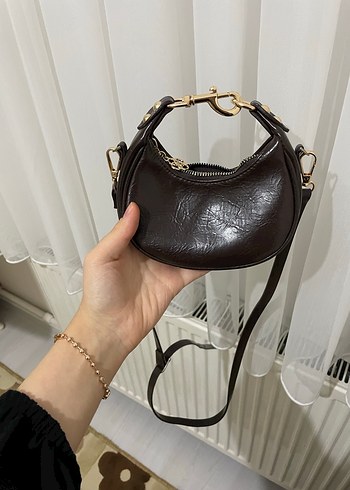 Rues Baby Model Mini Siyah Deri Omuz Çantası - Görsel 3