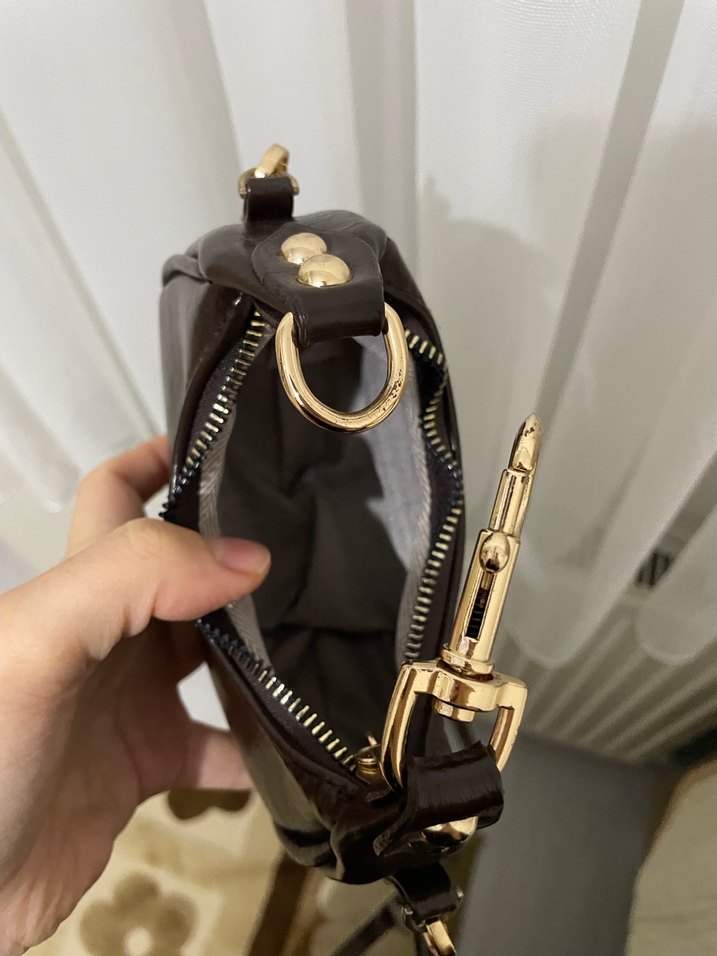 Rues Baby Model Mini Siyah Deri Omuz Çantası - Görsel 4