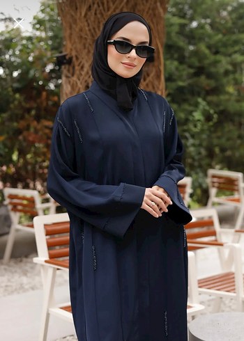 Diğer Tas İslemeli Abaya Lacivert