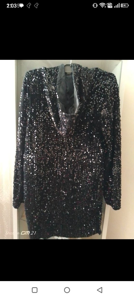 Siyah Pullu Payetli Kadın Kap - Görsel 2