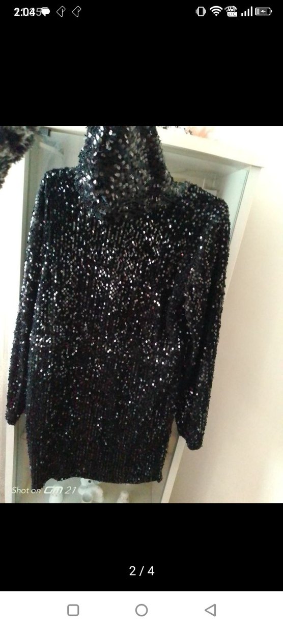 Siyah Pullu Payetli Kadın Kap - Görsel 3