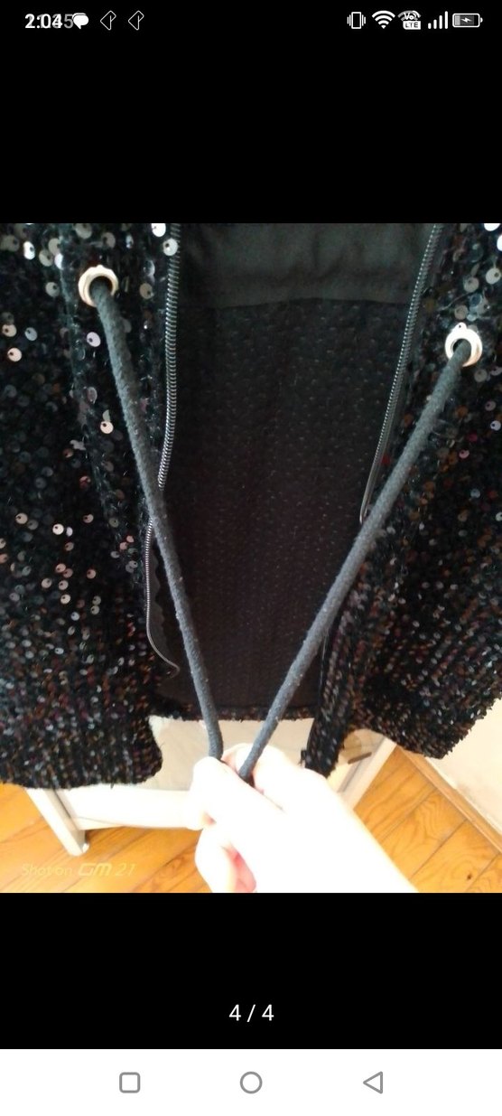 Siyah Pullu Payetli Kadın Kap - Görsel 4