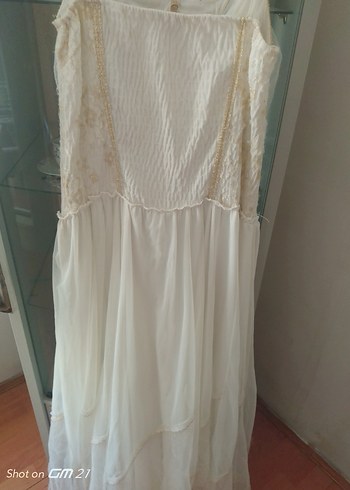 Beyaz Vintage A-Line Uzun Gelinlik - Görsel 11