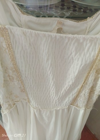 Beyaz Vintage A-Line Uzun Gelinlik - Görsel 9